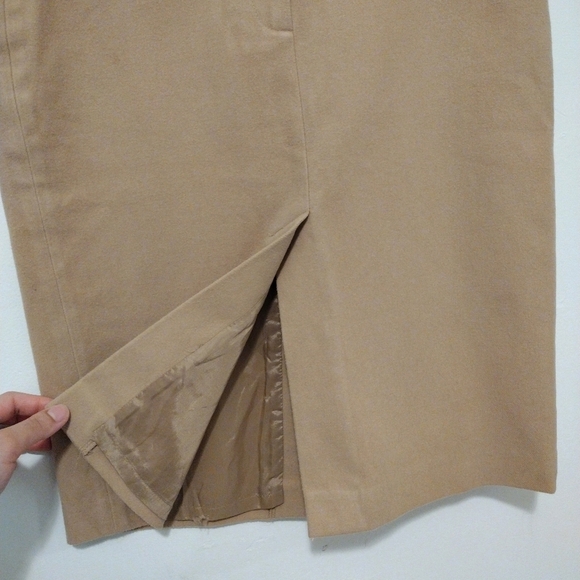 Express - Suede Khaki Slits Pencil Skirt - Picture 6 of 12